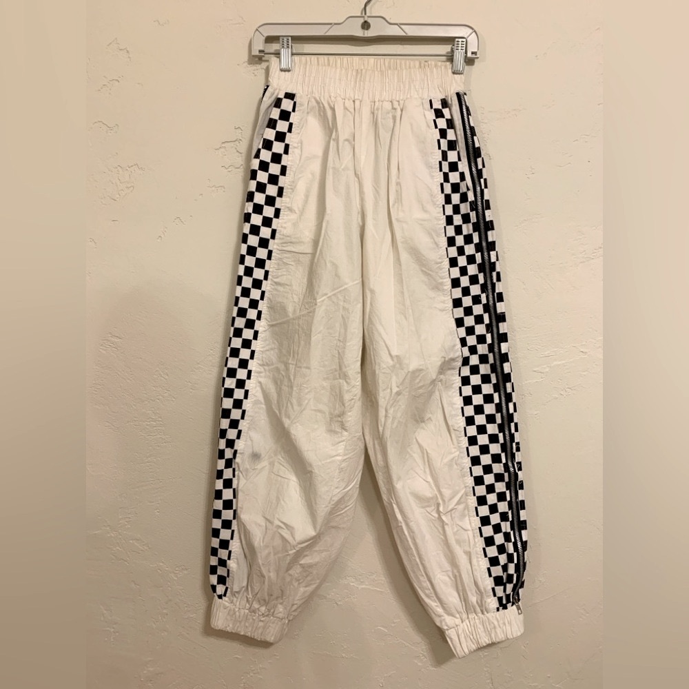 Checkered Jogger Pants with Zips